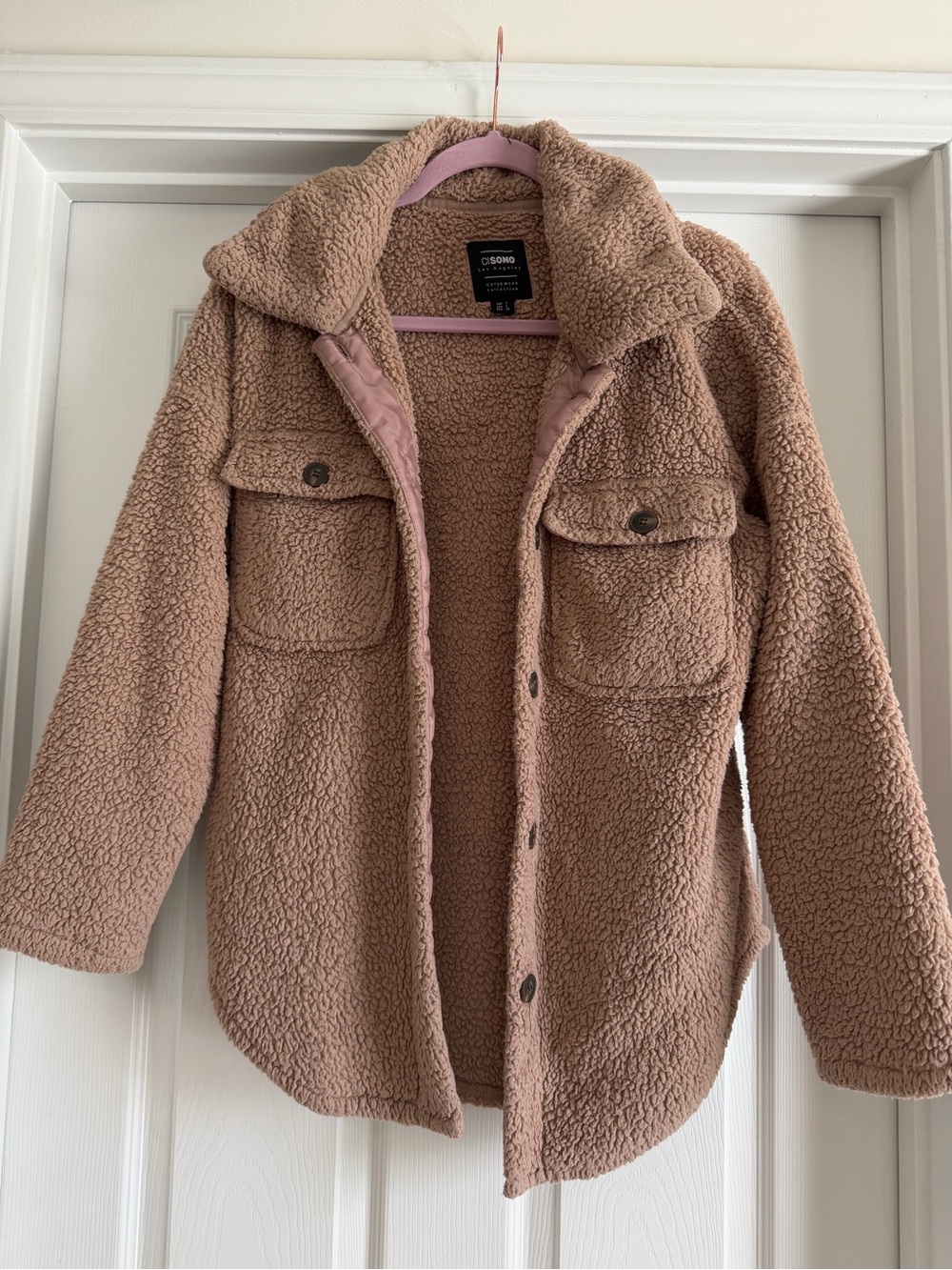 Caslon Plush Teddy Jacket in Blush